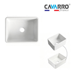 Cavarro Levanzo CF221710 558 × 430mm White Fireclay Reversible Apron Front Single Bowl Kitchen Sink Flush Mount or Undermount Ideal for Compact and Farmhouse Kitchens