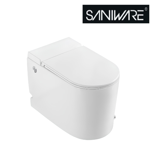 Saniware WC-1001-UFC 620mm Ceramic Tankless Siphonic One-Piece Toilet Sinki Tandas Bilik Mandi S-Trap 250mm & 300mm Roughing-In For Bathroom Renovation & Modern Homes