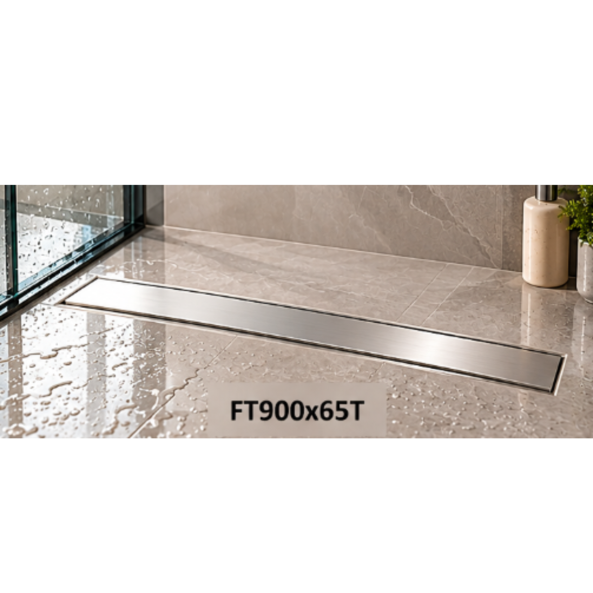 Onimi SUS304 Stainless Steel T-Tray Long Floor Drain 65mm – Matt Silver | 600mm / 700mm / 900mm / 1000mm / 1200mm