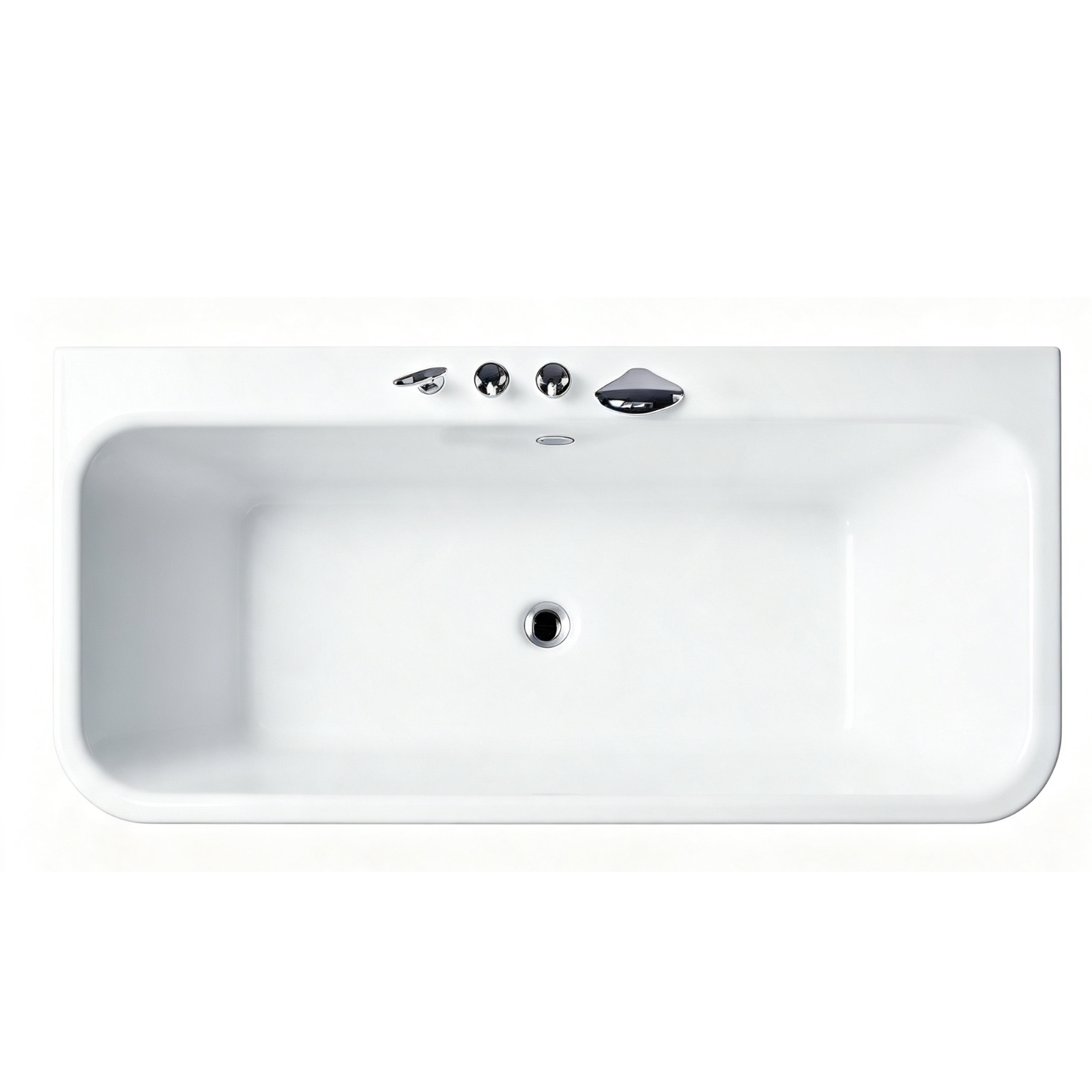 Eurano ERN 12016 Luxury 2-Person Freestanding Bathtub (1500×750×580mm) Glossy White Acrylic Soaking Tub with Hand Shower, Bath Spout, and Mixer Faucet