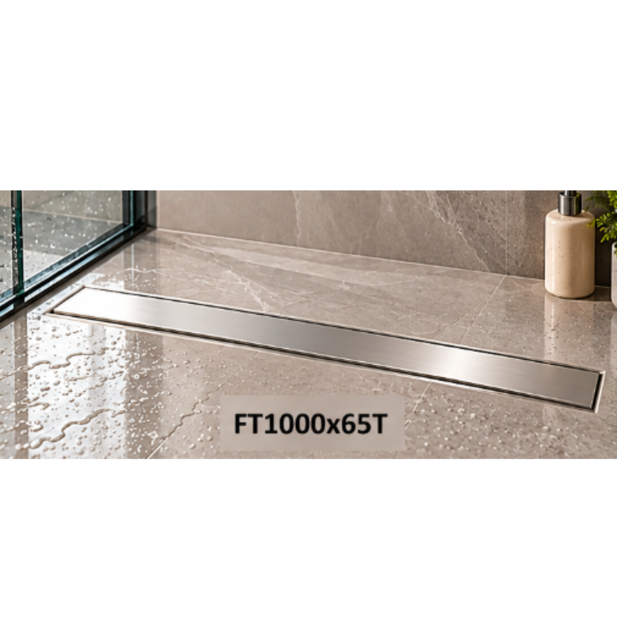 Onimi SUS304 Stainless Steel T-Tray Long Floor Drain 65mm – Matt Silver | 600mm / 700mm / 900mm / 1000mm / 1200mm