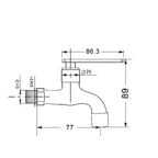 Saniware SWP-SS-304-67-A 304 Stainless Steel Wall Bib Tap Brushed Silver Suitable for General household use, utility areas, water tank supply, outdoor washing points