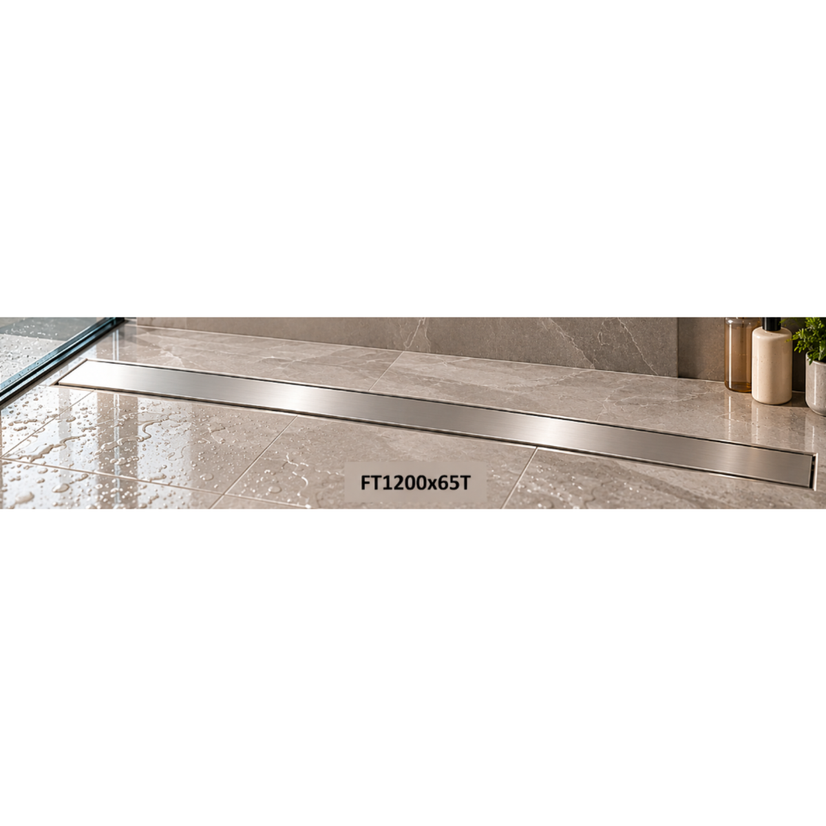 Onimi SUS304 Stainless Steel T-Tray Long Floor Drain 65mm – Matt Silver | 600mm / 700mm / 900mm / 1000mm / 1200mm