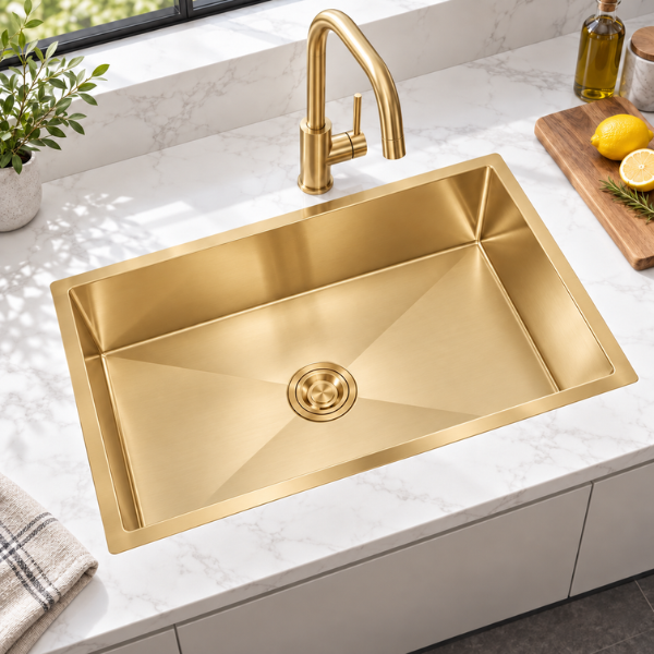 Saniware Nano Stainless Steel Single Bowl Kitchen Sink 760x450x230mm Handmade Deep Bowl Sink – Silver / Black / Gold / Rose Gold / Gun Metal