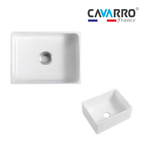 Cavarro Levanzo CFS241810 605 × 457mm White Fireclay Smooth Apron Front Single Bowl Kitchen Sink Flush Mount or Undermount Ideal for Compact and Farmhouse Kitchens