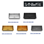 Saniware Nano Stainless Steel Single Bowl Kitchen Sink 900x450x230mm Handmade Deep Bowl Sink – Silver / Black / Gold / Rose Gold / Gun Metal