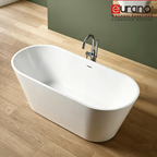 Eurano ERN-12015 Luxury 2-Person Freestanding Bathtub (1500×740×570mm) Glossy White Acrylic Soaking Tub