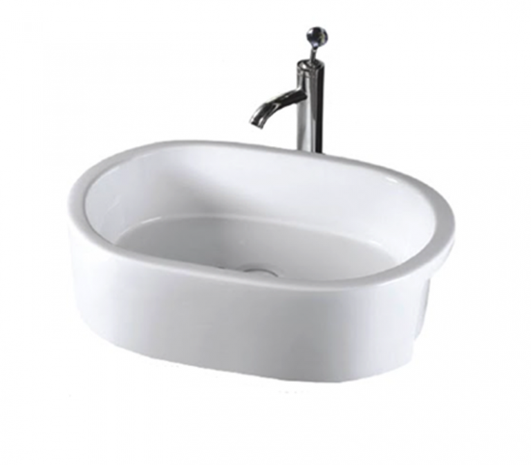 DOCASA 294A 645mm Ceramic White Semi Recesses Basin Sinki Tandas Bilik Mandi Bathroom,Dining Area, And Outdoor Murah