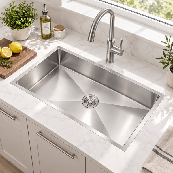 Saniware Nano Stainless Steel Single Bowl Kitchen Sink 900x450x230mm Handmade Deep Bowl Sink – Silver / Black / Gold / Rose Gold / Gun Metal