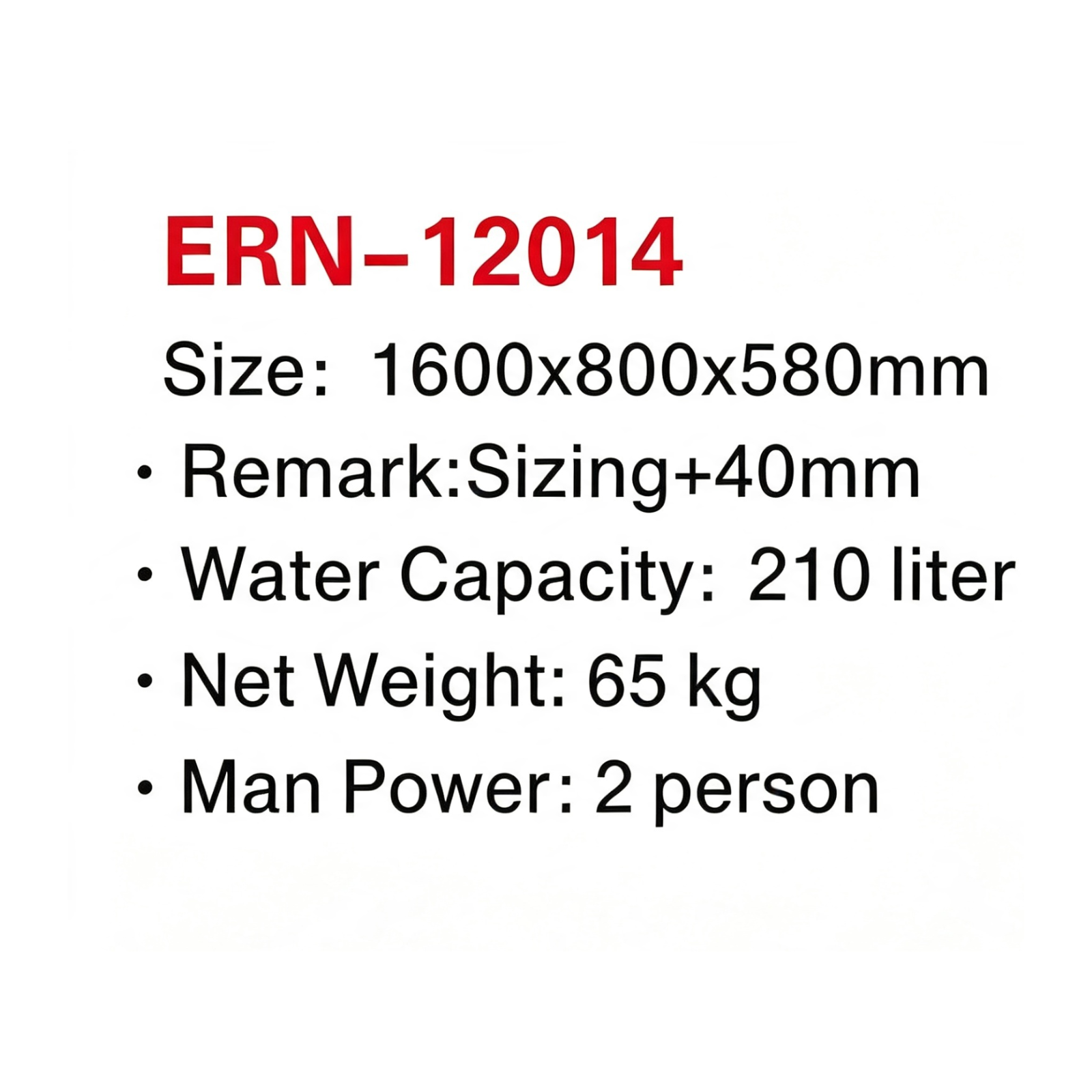 Eurano ERN 12014 Luxury 2 Person Freestanding Bathtub (1600×800×580mm) Glossy White Acrylic Soaking Tub