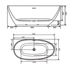 Eurano ERN 12014 Luxury 2 Person Freestanding Bathtub (1600×800×580mm) Glossy White Acrylic Soaking Tub