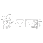 Sheffield with built-in-bidet Back to Wall Pedestal WC