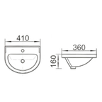 Saniware WB-288 410mm Ceramic White Wall Hung Basin Sinki Tandas Bilik Mandi For Bathroom, Powder Room, Small Spaces