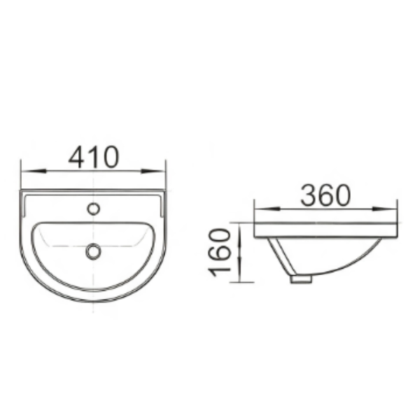 Saniware WB-288 410mm Ceramic White Wall Hung Basin Sinki Tandas Bilik Mandi For Bathroom, Powder Room, Small Spaces
