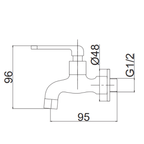 Saniware SWP-BR-3377A Chrome Wall Bib Tap Suitable for: Utility sinks, laundry areas and general household washing points