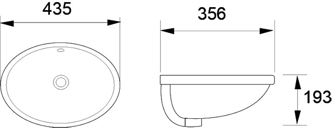 DOCASA 3017 435mm Ceramic White Under Counter Basin Sinki Tandas Bilik Mandi For Bathroom,Dining Area,Outdoor Murah