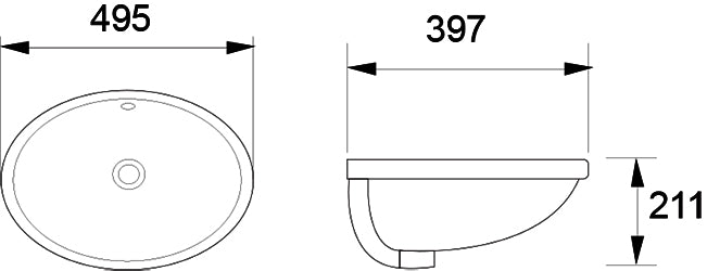 DOCASA 3020 495mm Ceramic White Under Counter Basin Sinki Tandas Bilik Mandi For Bathroom,Dining Area,Outdoor Murah