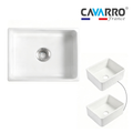 Cavarro Levanzo FG241810N 610 × 459mm White Fireclay Reversible Apron Front Single Bowl Kitchen Sink Flush Mount or Undermount Ideal for Compact and Farmhouse Kitchens