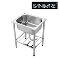 Saniware SKS-R250-6048 Freestanding Stainless Steel Single Bowl Kitchen Sink with Stand & Waste