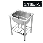 Saniware SKS-R250-6048 Freestanding Stainless Steel Single Bowl Kitchen Sink with Stand & Waste