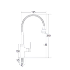 Saniware SWP-BR-3374 Chrome Flexible Hose Kitchen Pillar Sink Tap Suitable for: Kitchen Sinks, Utility Sinks and Dishwashing Areas