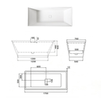 Eurano ERN-12001WH Luxury 2-Person Freestanding Bathtub (1700×750×600mm) Glossy White Acrylic Soaking Tub
