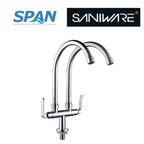 Saniware SWP-BR-3363 Chrome Double Spout Kitchen Pillar Sink Tap Suitable for: Kitchen Sinks, Utility Areas and Washing Points Requiring Two Outlets