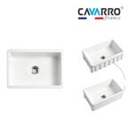 Cavarro Levanzo CF302010C 756 × 502mm White Fireclay Reversible Apron Front Single Bowl Kitchen Sink Flush Mount or Undermount Ideal for Family and Farmhouse Kitchens