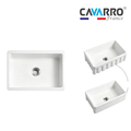 Cavarro Levanzo CF331910 826 × 502mm White Fireclay Reversible Apron Front Single Bowl Kitchen Sink Flush Mount or Undermount Ideal for Family and Farmhouse Kitchens