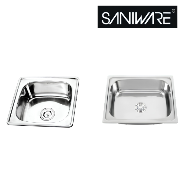 Saniware Stainless Steel Single Bowl Kitchen Sink with Waste – Compact Polished Inset Sink