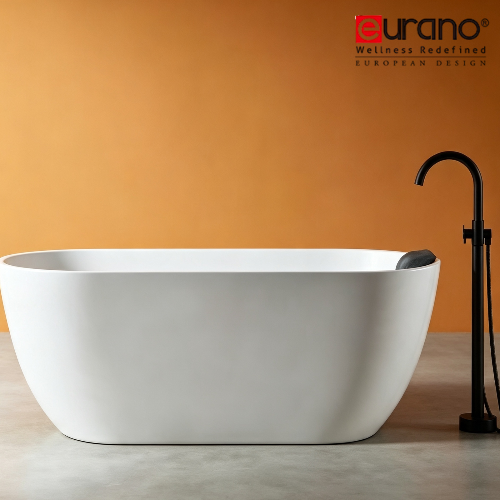Eurano ERN 12002WH Classic Glossy White Freestanding Bathtub (1700×750×600mm) Premium Acrylic Oval Soaking Tub with Headrest