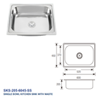 Saniware Stainless Steel Single Bowl Kitchen Sink with Waste – Compact Polished Inset Sink