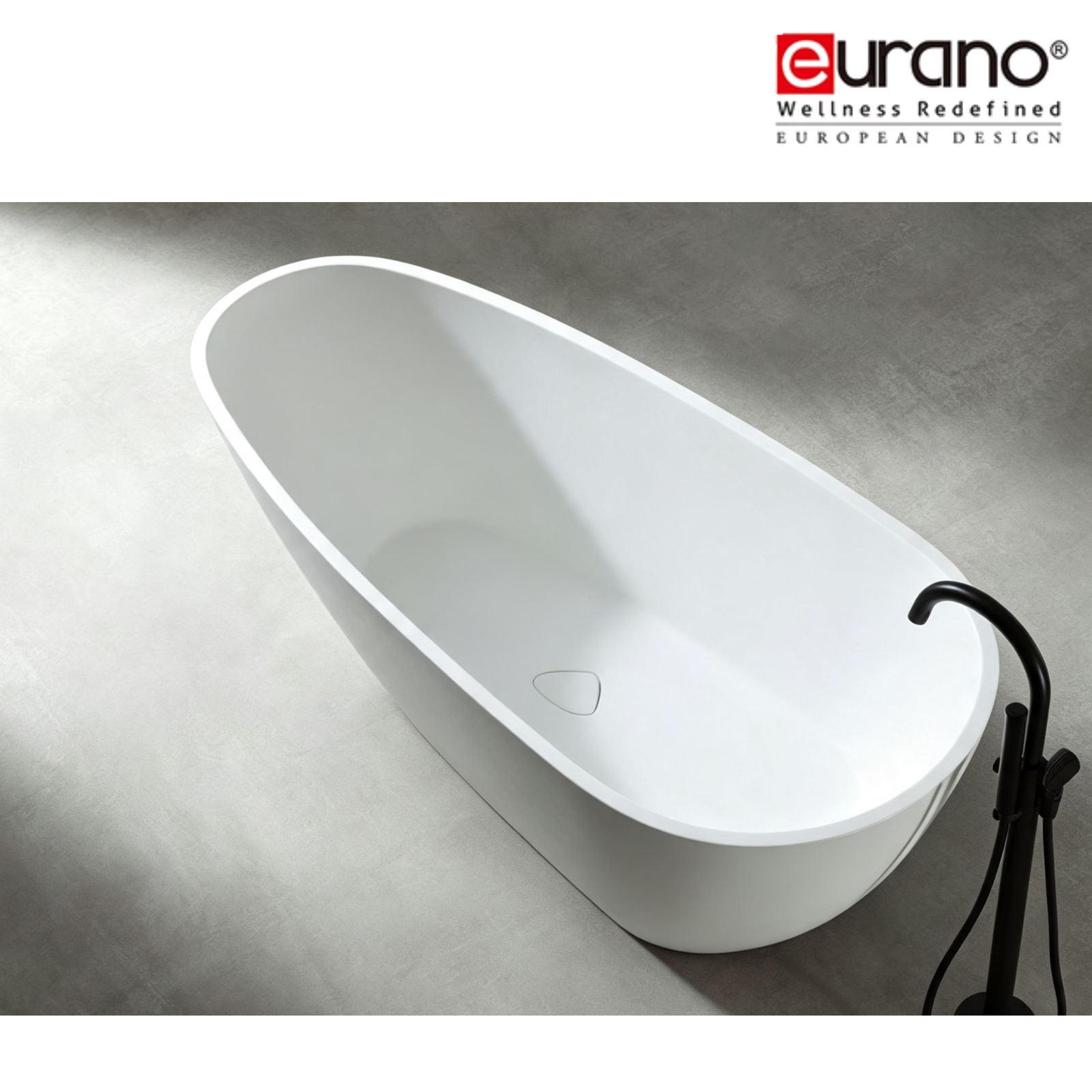 Eurano ERN 12003WH Glossy White Freestanding Soaking Bathtub (1700×750×600mm) Premium Acrylic Tub