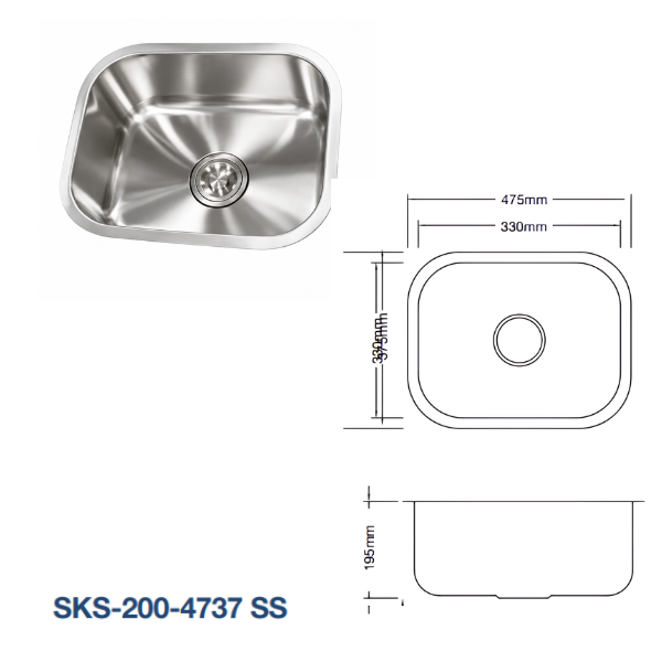 Saniware SKS-200 Series Premium Stainless Top Mount Steel Single Bowl Kitchen Sinks
