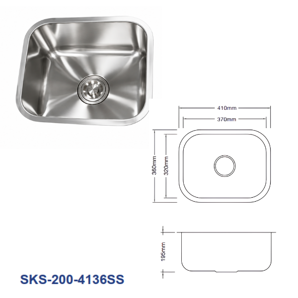 Saniware SKS-200 Series Premium Stainless Top Mount Steel Single Bowl Kitchen Sinks