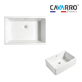 Cavarro Levanzo CF6040 600 × 400mm White Fireclay Smooth Apron Front Single Bowl Kitchen Sink Flush Mount or Undermount Ideal for Compact Kitchens and Utility Rooms