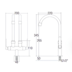 Saniware SWP-BR-3363 Chrome Double Spout Kitchen Pillar Sink Tap Suitable for: Kitchen Sinks, Utility Areas and Washing Points Requiring Two Outlets