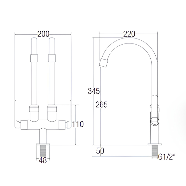 Saniware SWP-BR-3363 Chrome Double Spout Kitchen Pillar Sink Tap Suitable for: Kitchen Sinks, Utility Areas and Washing Points Requiring Two Outlets