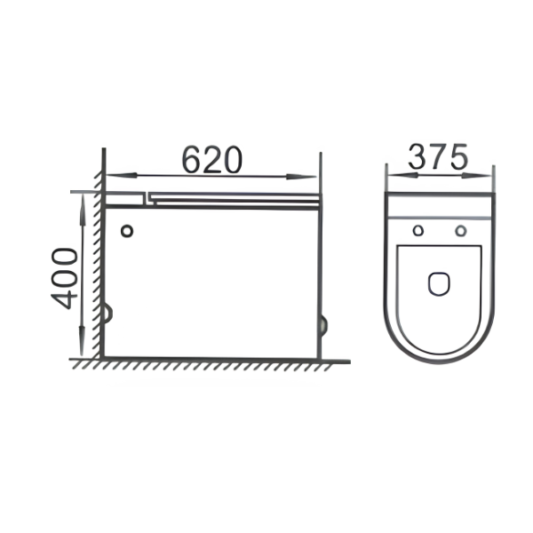 Saniware WC-1001-UFC 620mm Ceramic Tankless Siphonic One-Piece Toilet Sinki Tandas Bilik Mandi S-Trap 250mm & 300mm Roughing-In For Bathroom Renovation & Modern Homes