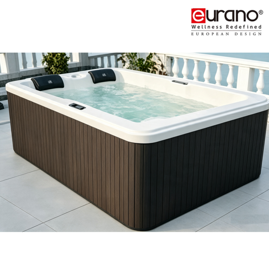 Eurano ERN 11993 Luxury Rectangular Hot Tub Spa (2100×1580×780mm) 22-Jet 2-Person Jacuzzi with Ozone Sterilization & Heater