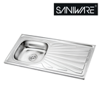 Saniware SKS-10646-SP 1066 x 460 x 140mm Top Mount Stainless Steel Single Bowl Kitchen Sink, Space-Saving