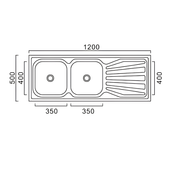 Saniware SKS-170-12050-SP 1200 x 500 x 170mm Top Mount Stainless Steel Double Bowl Kitchen Sink Matt Finish, Heavy-Duty