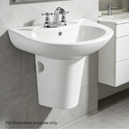 Saniware WB-208G 520mm Ceramic White Wall Hung Basin c/w SBP-208 Half Pedestal Sinki Tandas Bilik Mandi For Bathroom, Powder Room & Renovation