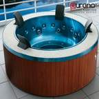 Eurano ERN 11996 Round Luxury Hot Tub Spa (2200×2200×800mm) 8-Person Jacuzzi with Blue Interior, Ozone Sterilization & Heater