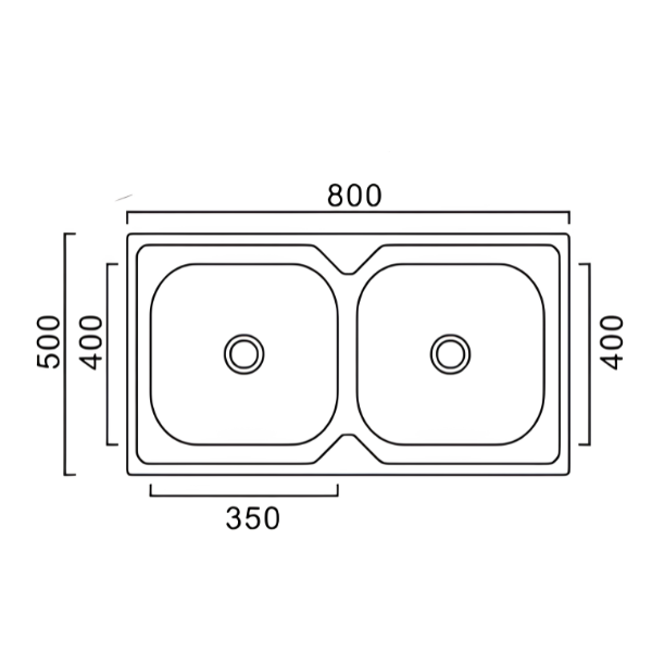 Saniware SKS-250-8050 SP (S600) 800 x 500 x 250mm Top Mount Stainless Steel Double Bowl Kitchen Sink Matt Finish Silver, Heavy-Duty Household