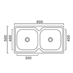 Saniware SKS-250-8050 SP (S600) 800 x 500 x 250mm Top Mount Stainless Steel Double Bowl Kitchen Sink Matt Finish Silver, Heavy-Duty Household