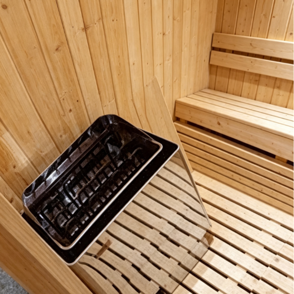 Eurano ERN 89930 Finnish White Pine Traditional Sauna Cabin (1220×1020×1950mm) 3.0KW Carbon Fibre Heater with Digital Control & FM Radio