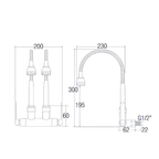 Saniware SWP-BR-3369 Chrome Double Flexible Hose Kitchen Wall Sink Tap Suitable for: Kitchen Sinks, Utility Sinks and Dishwashing Areas Requiring Two Outlets