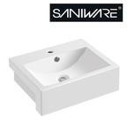 Saniware WB-454 535mm Ceramic White Semi Recessed Basin Sinki Tandas Bilik Mandi For Bathroom Vanity, Powder Room & Renovation Projects