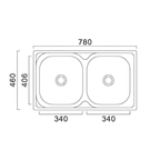 Saniware SKS-170-7846-SP 780 x 460 x 170mm Matt Finish Top Mount Stainless Steel Double Bowl Kitchen Sink